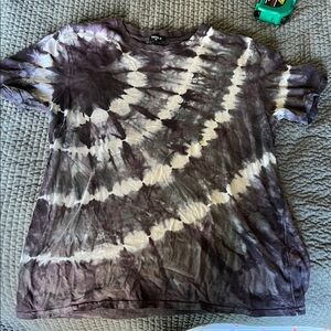 Forever 21 Men Purple and Black Tie-Dye Crewneck Tee